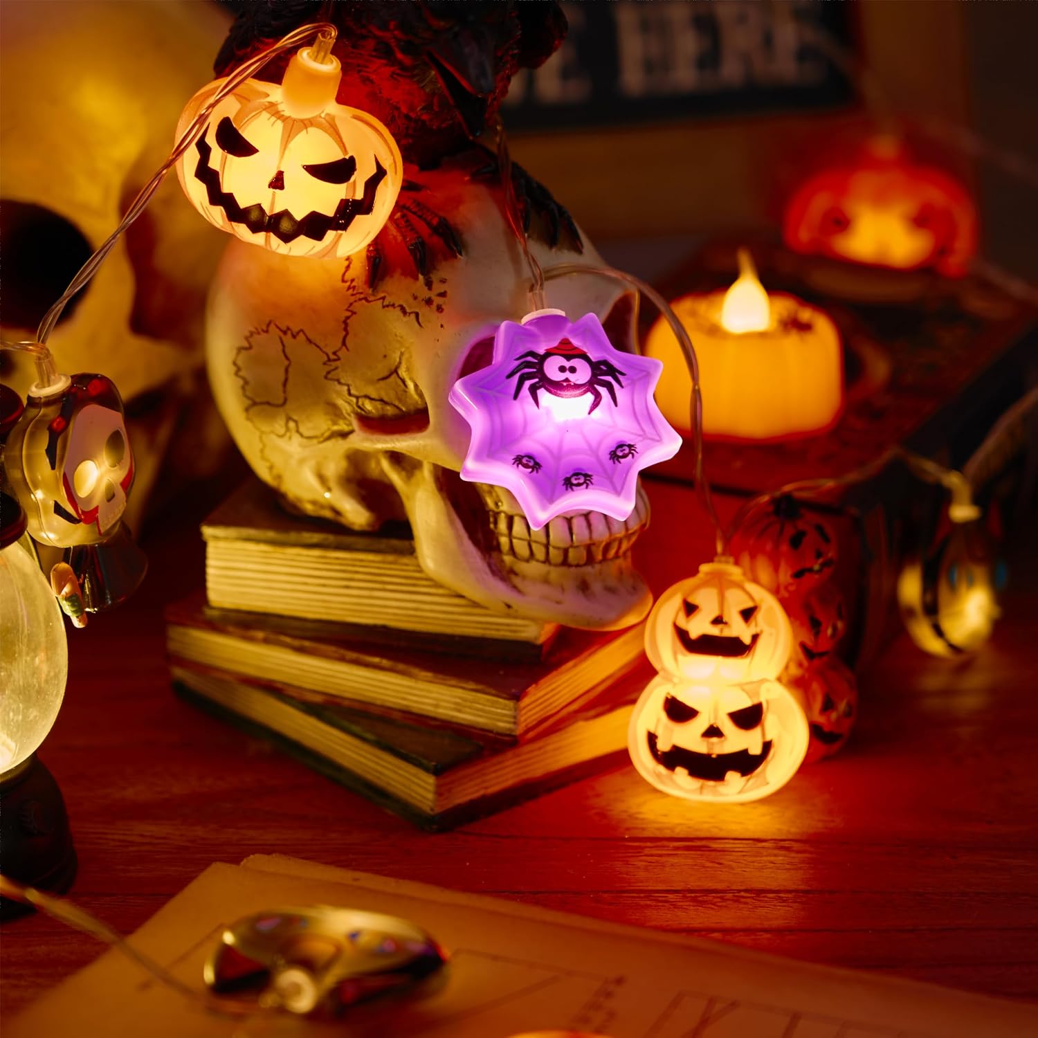10FT Halloween String Lights, 20 LED Fairy Lights, Timer & 8 Flash Modes
