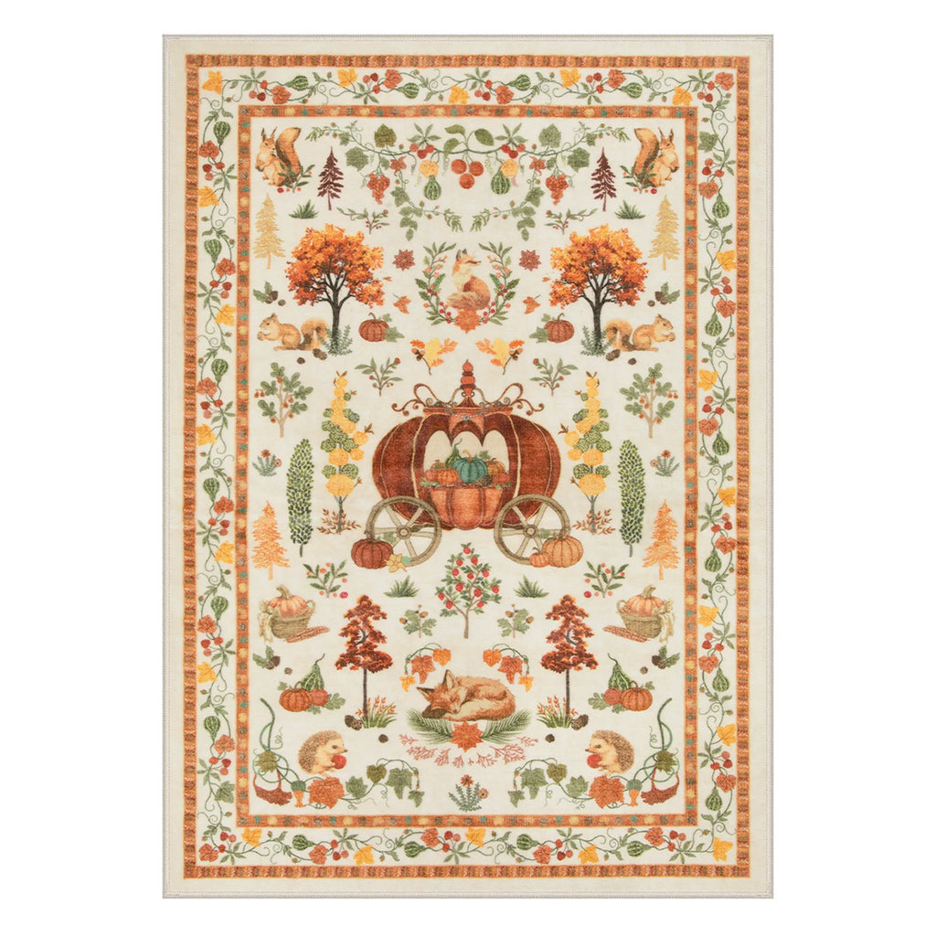 Violette Washable Halloween Pumpkin Yellow Rug