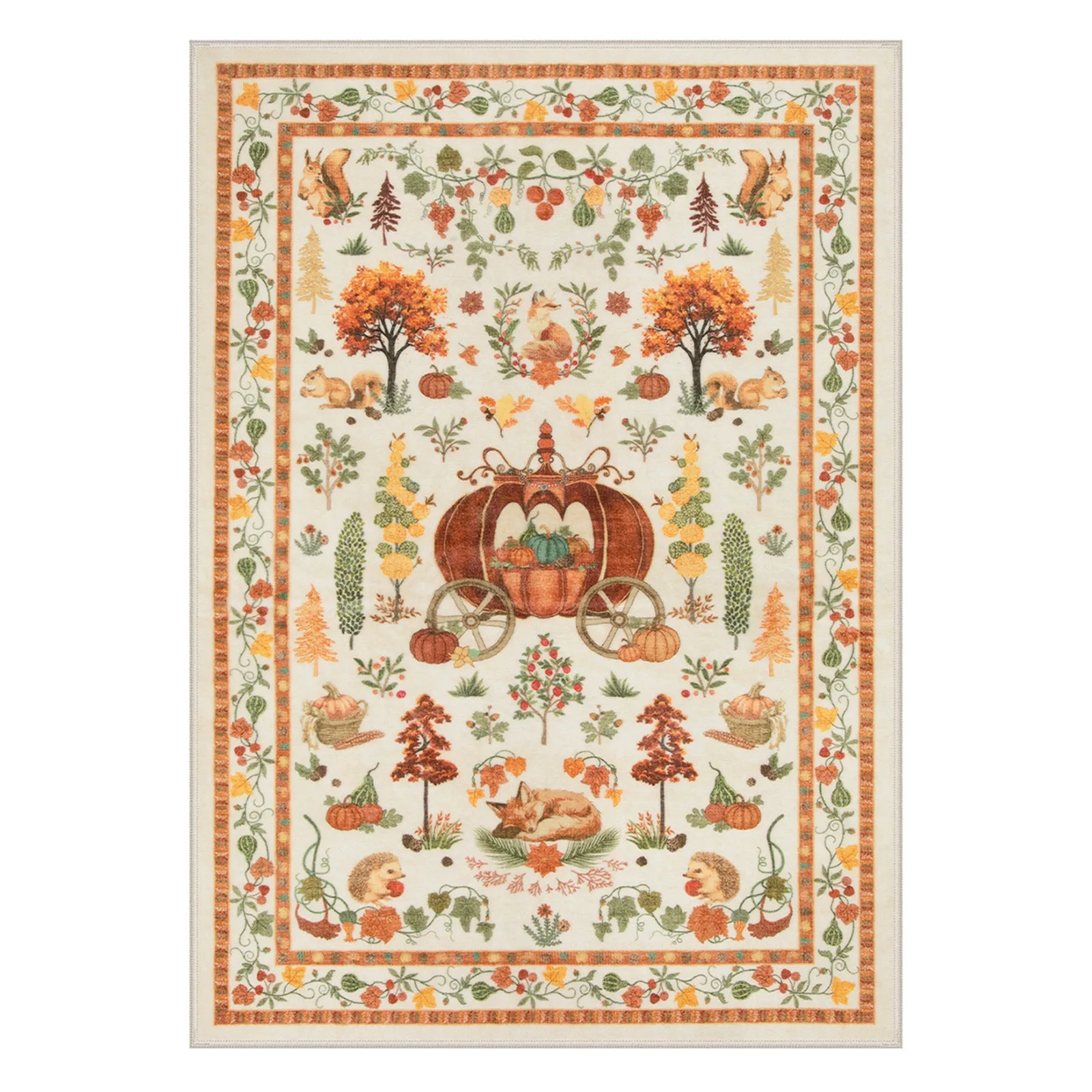 Violette Washable Halloween Pumpkin Yellow Rug