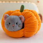 Cute Kitty and Puppy with Pumpkin